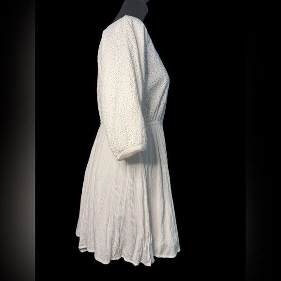 Chelsea & Violet Eyelet Babydoll Dress Off White (Large) - Picture 3 of 6